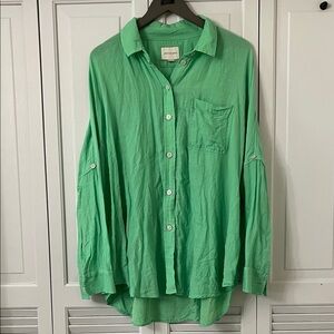 Women’s oversized American Eagle Mint Button-Down Shirt